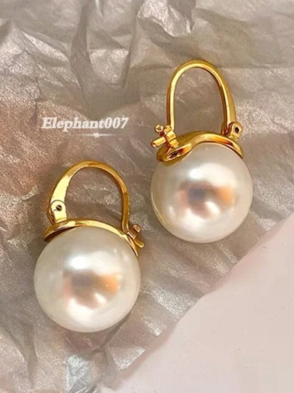 Kate Spade Oversized Pearl Drop Earrings Gold Leverback Statement Earrings